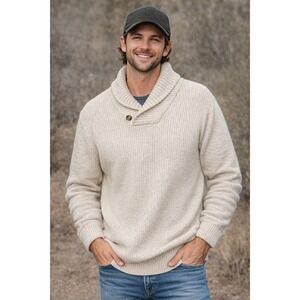 Old Navy Mens XXL Tall Oatmeal Shawl Collar Button Ribbed Knit Sweater 369524-01